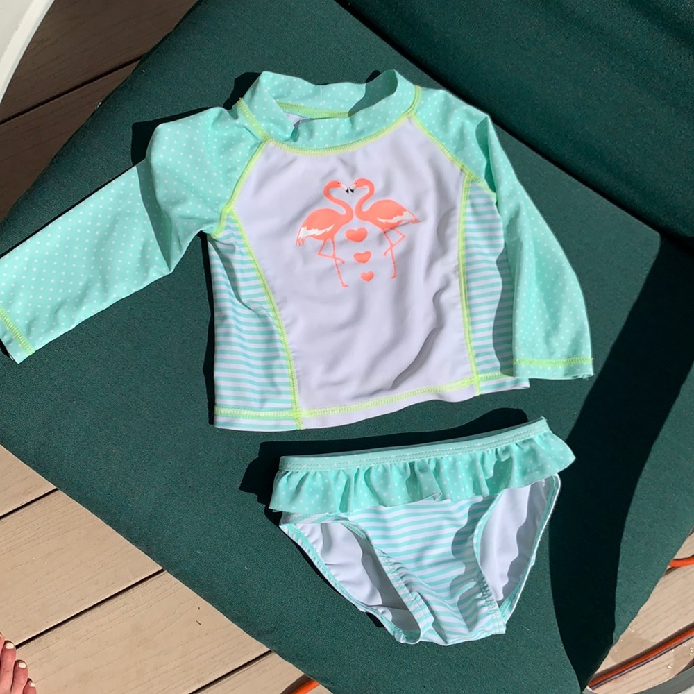 Baby girl rash guard with bikini bottom